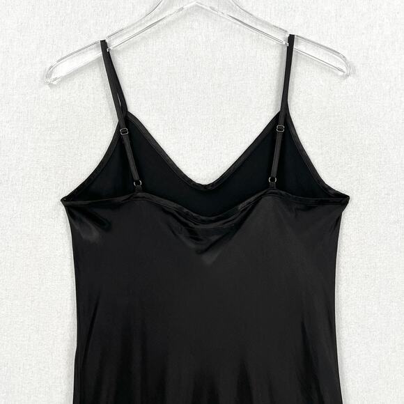 ENZA COSTA Dress Womens Medium 2 Black Satin Bias Slip Maxi Spaghetti Strap NEW - Picture 7 of 16
